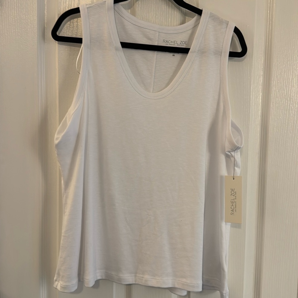 Scoop neck white stretch tank top